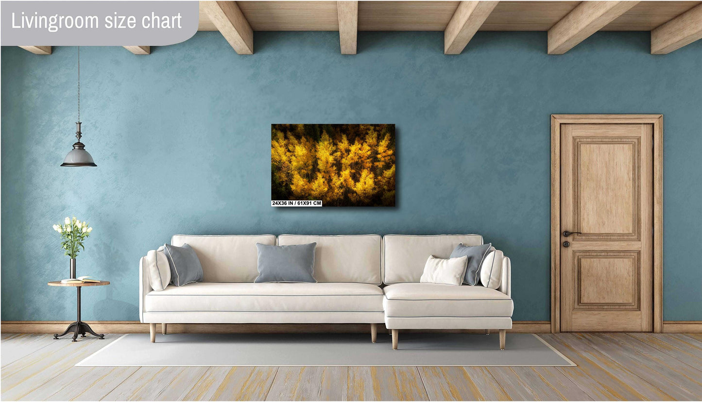 Golden Aspen Trees Print - Vibrant Fall Foliage Canvas | Nature Wall Decor