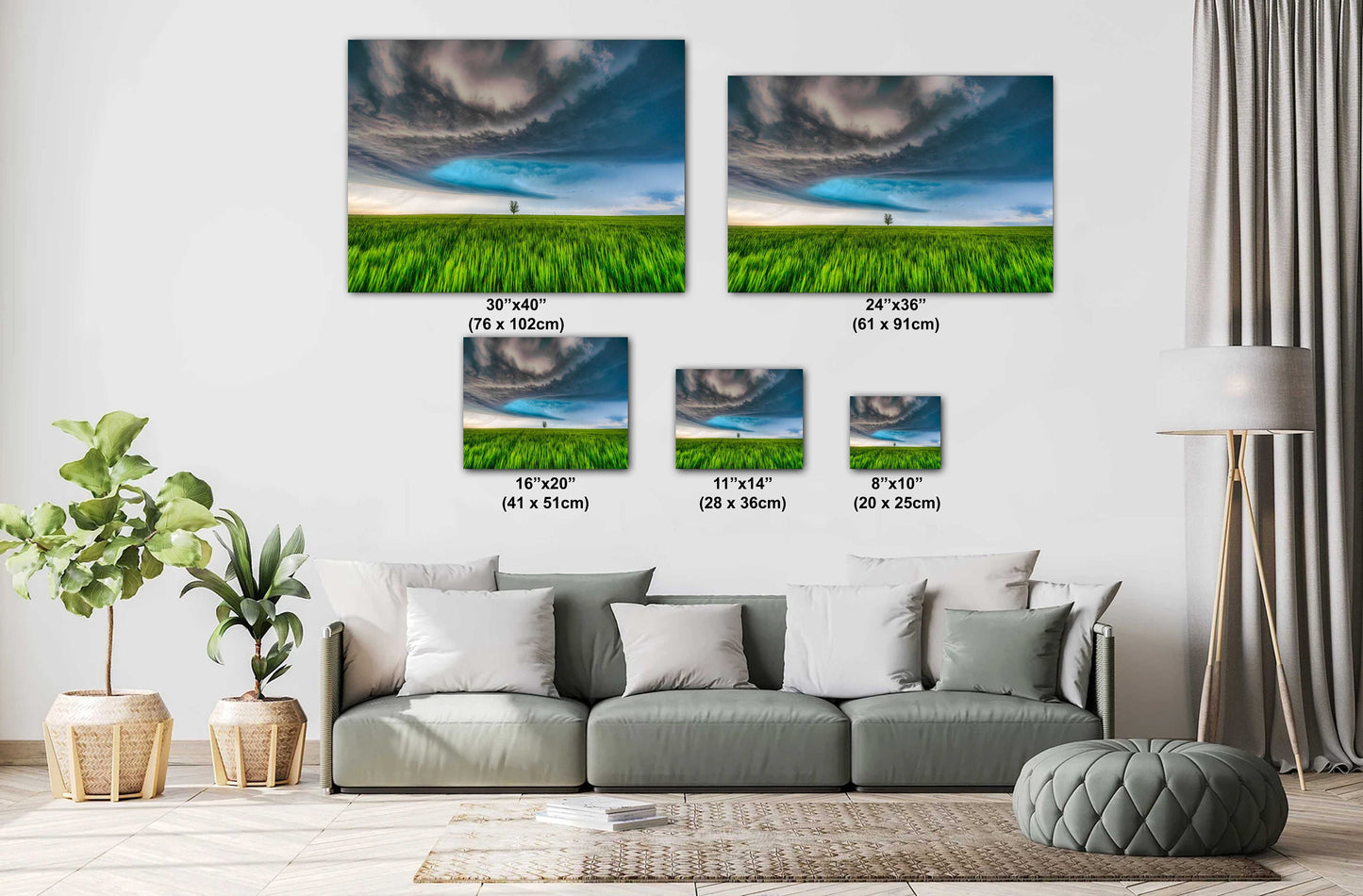 Stormy Supercell Wall Art – Dramatic Landscape Print With Lone Tree Artwork