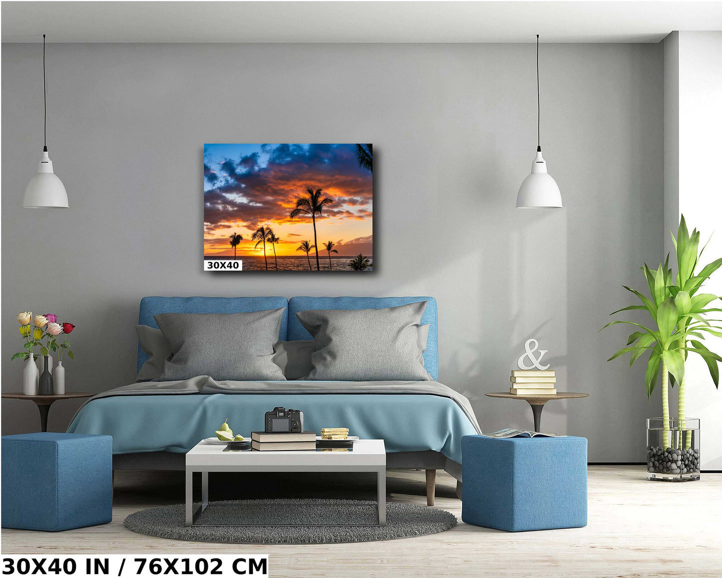 Maui Sunset Wall Art – Vibrant Tropical Sunset Print | Ready to Hang Canvas