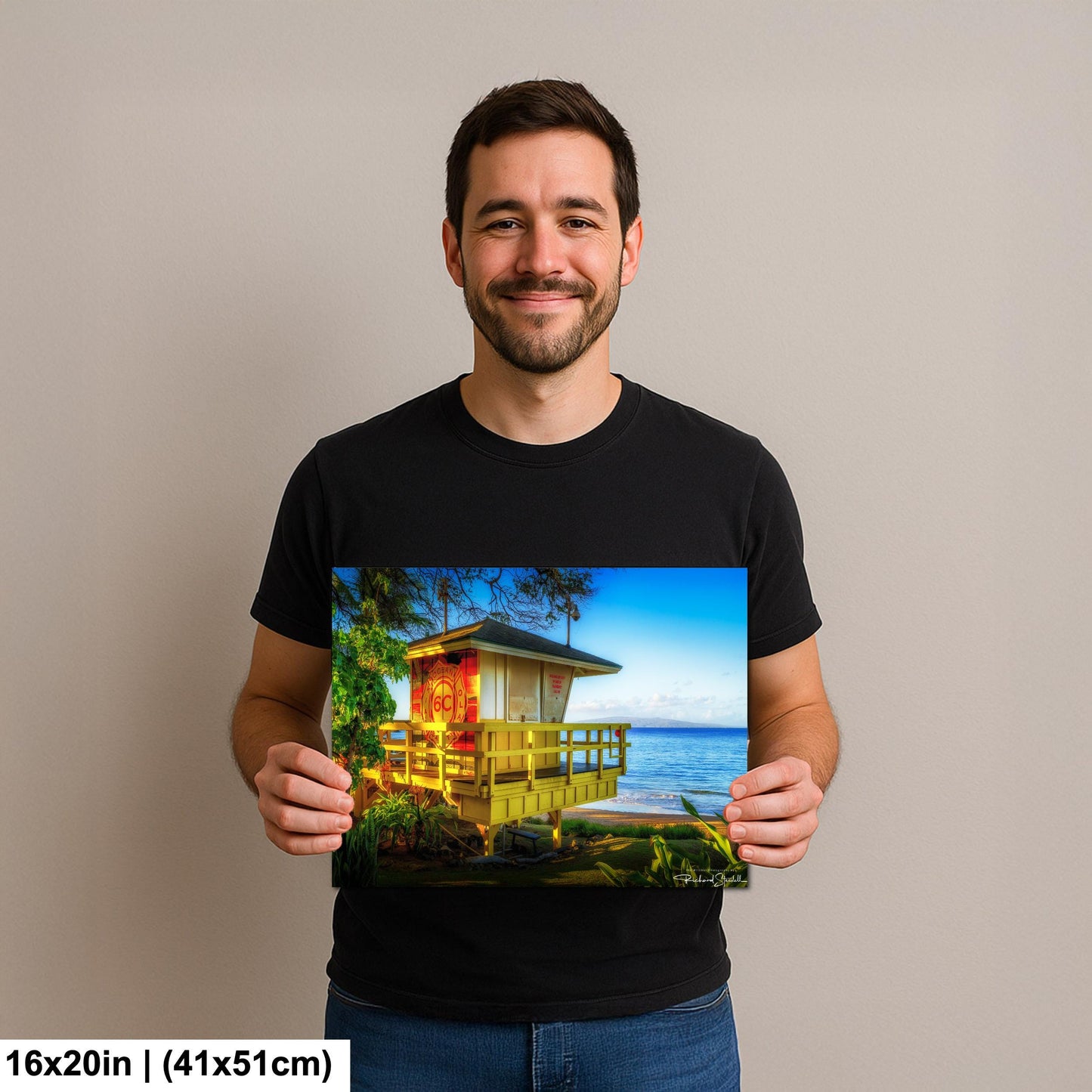 Maui Lifeguard Post Wall Art - Tropical Coastal Print | Ready to Hang Canvas