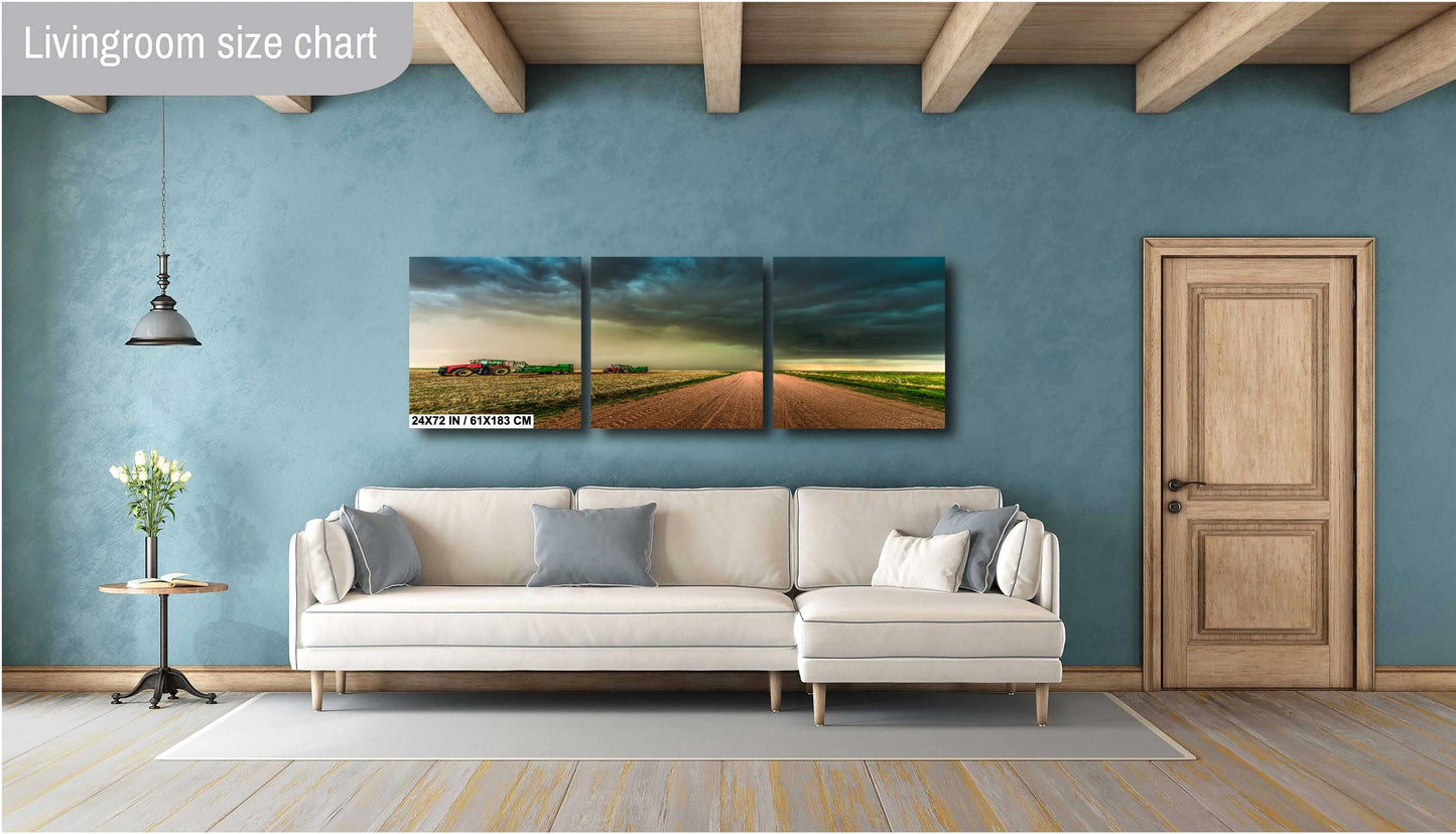 Tractor Wall Art - Dramatic Farm Landscape Print | Rustic Country Decor