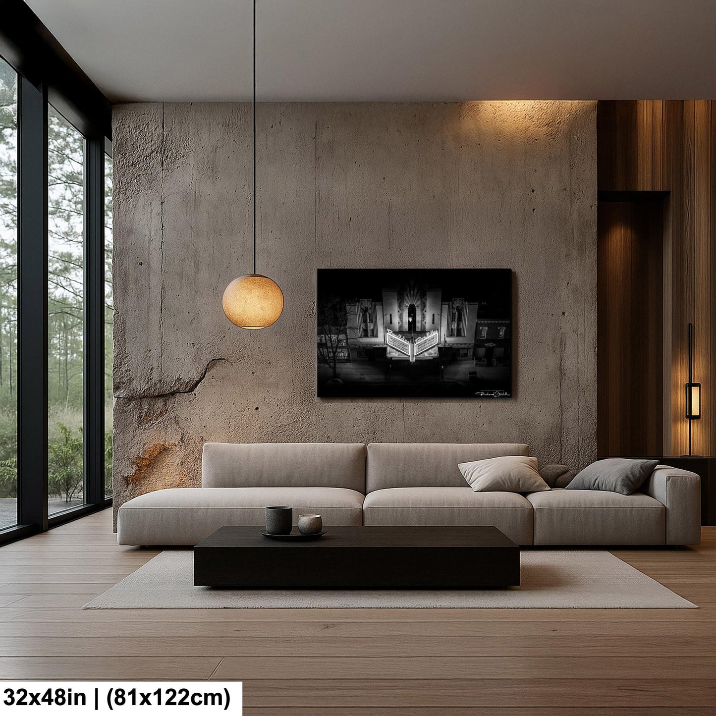 Boulder Theater Wall Art Canvas Acrylic (Ready to Hang, Black and White)