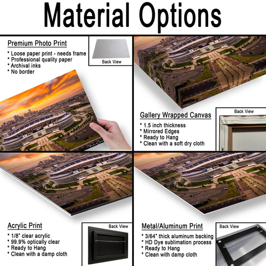 Denver Broncos Wall Art – Mile High Stadium Poster | Sunset Cityscape Print