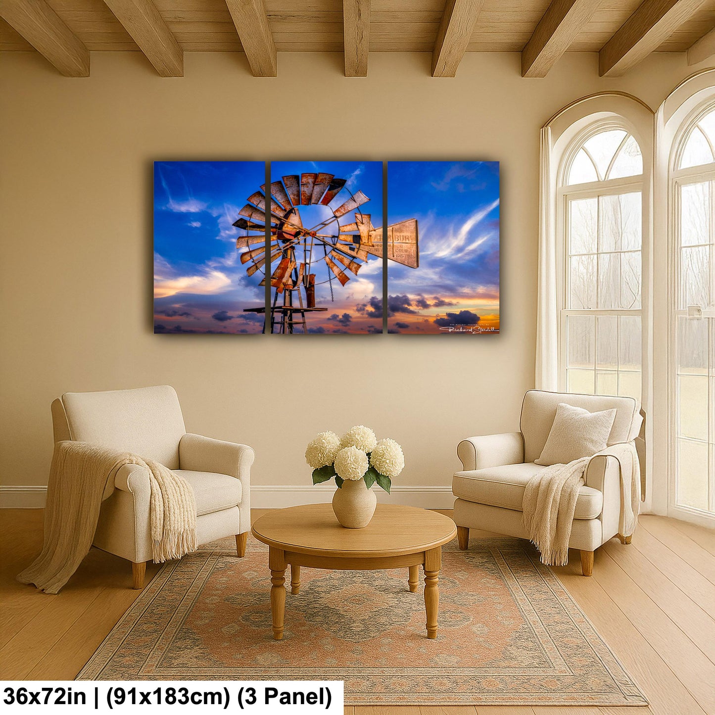 Rustic Windmill Wall Art, Farm Landscape Photography (Canvas, Metal or Print)