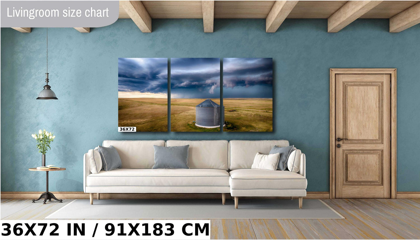 Storm Over Farm Print - Dramatic Landscape Art | Moody Sky Photography Canvas