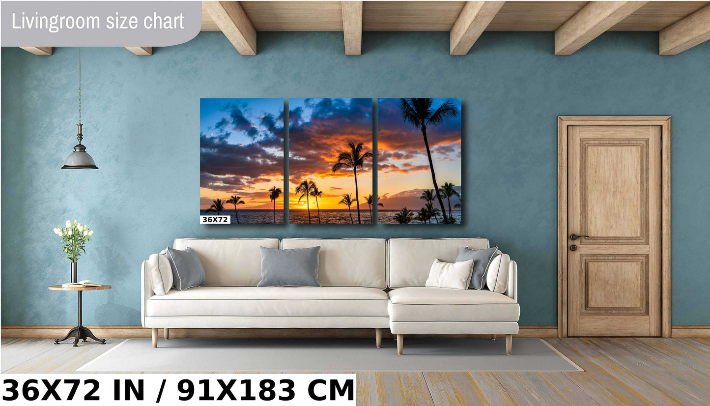 Maui Sunset Wall Art – Vibrant Tropical Sunset Print | Ready to Hang Canvas
