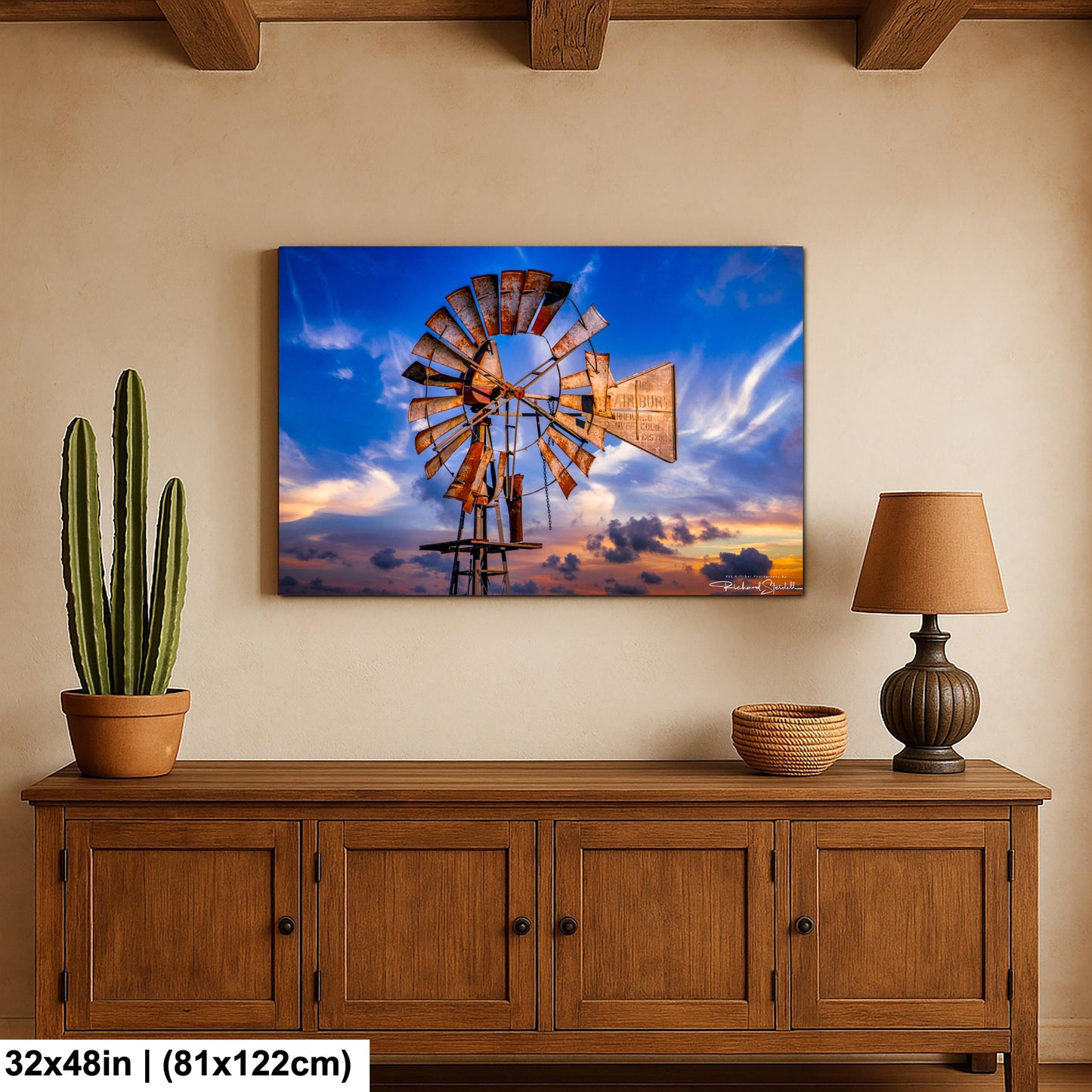 Rustic Windmill Wall Art, Farm Landscape Photography (Canvas, Metal or Print)