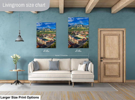 CU Boulder Wall Art - Folsom Field Print | Flatirons Landscape Art Canvas