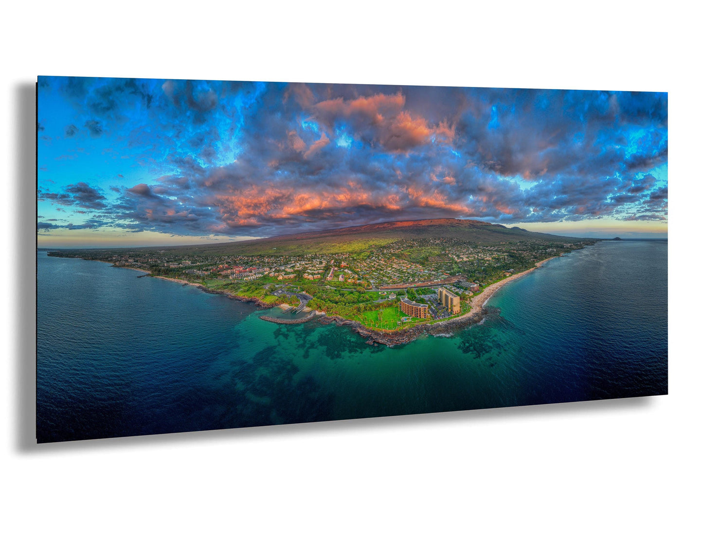 Maui Sunset Photo - Vibrant Ocean Sunset on South Kihei Print | Wailea Wall Art