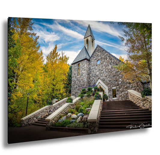 Colorado Wall Decor - Beaver Creek Chapel Rustic Fall Colors Canvas Print