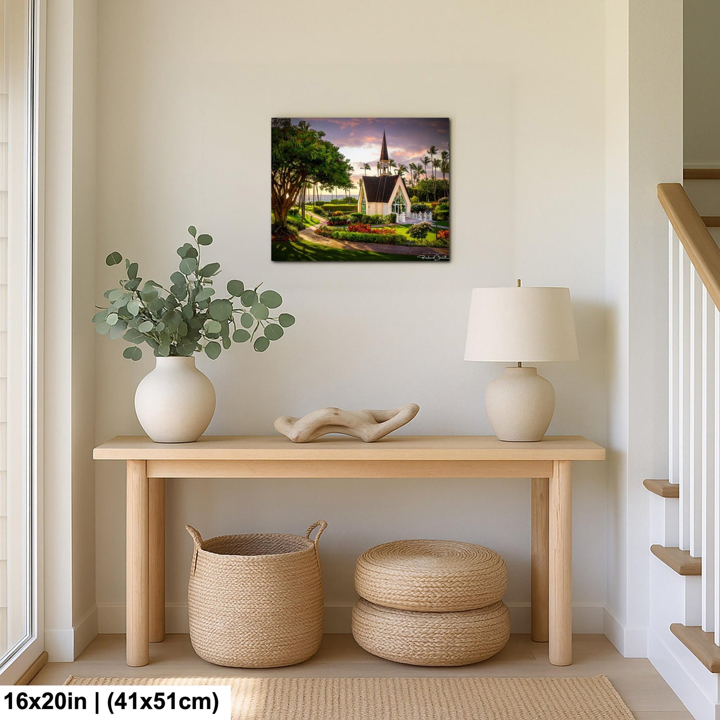 Wailea Chapel Maui Print, Tropical Sunset (Ready to Hang or Paper)