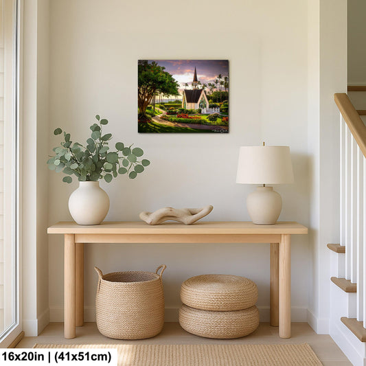 Wailea Chapel Maui Print, Tropical Sunset (Ready to Hang or Paper)
