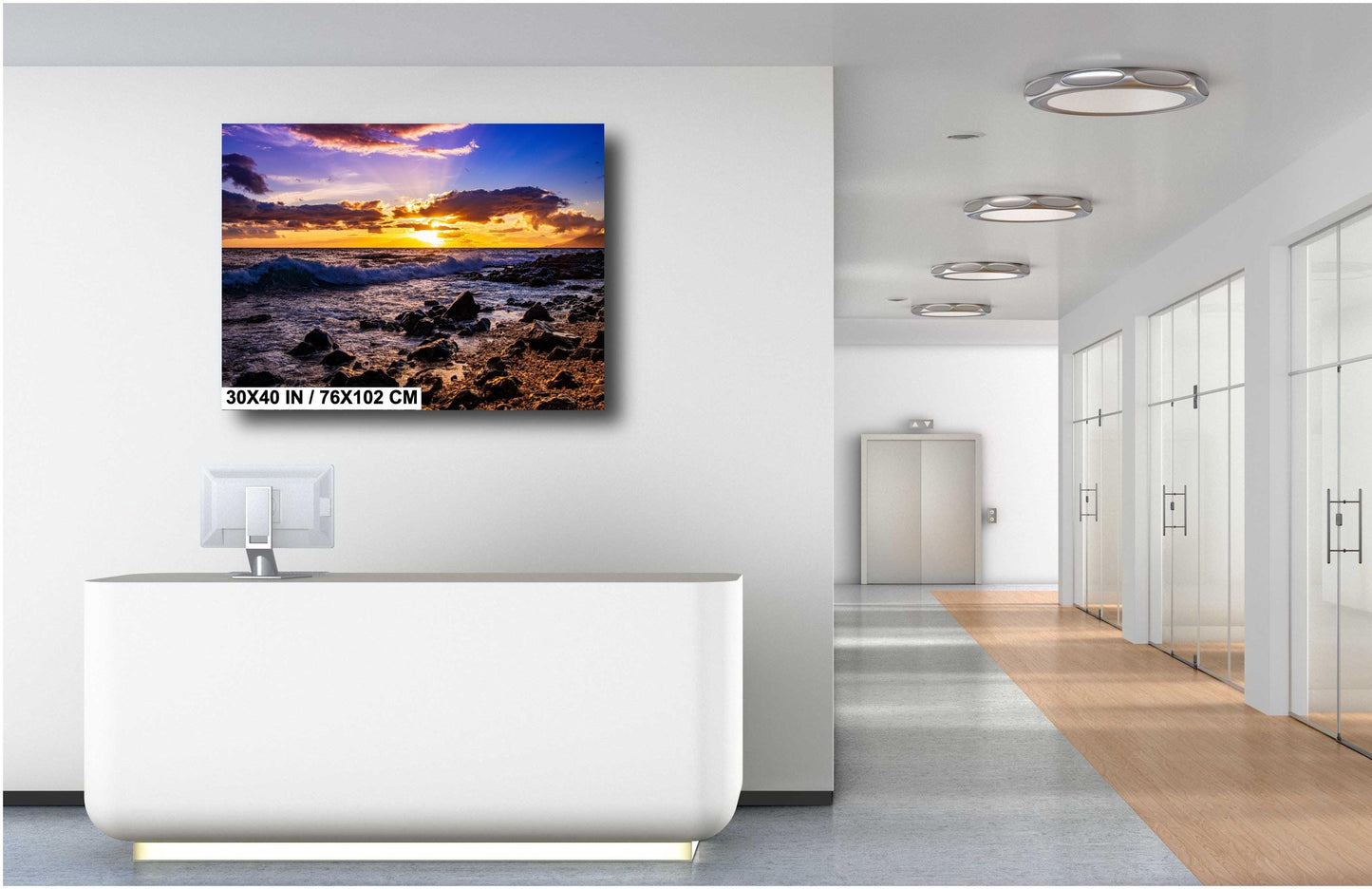 Maui Sunset Wall Art Print, Tropical Beach Landscape Décor for Living Room & Bedroom