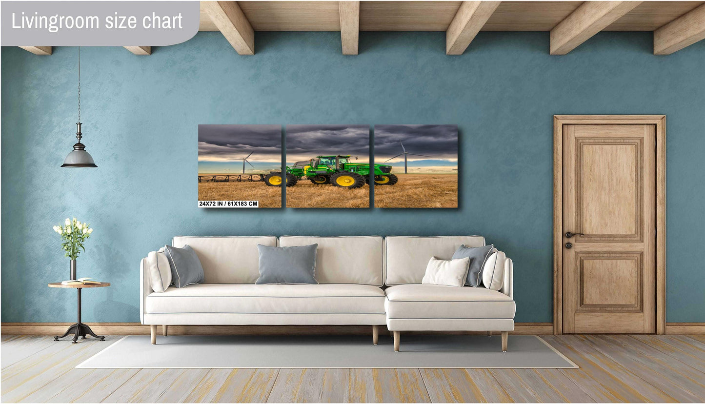 John Deere Tractor Wall Art - Dramatic Farm Landscape Print | Rustic Country Decor