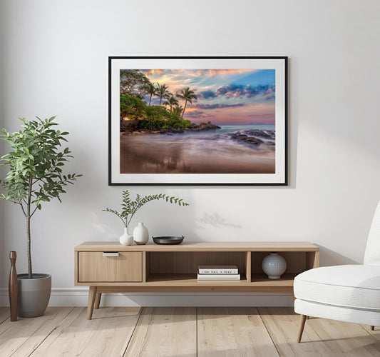 Maui Secret Beach Print - Sunrise Photo Print | Ocean Wall Decor, Hawaiian Beach Art