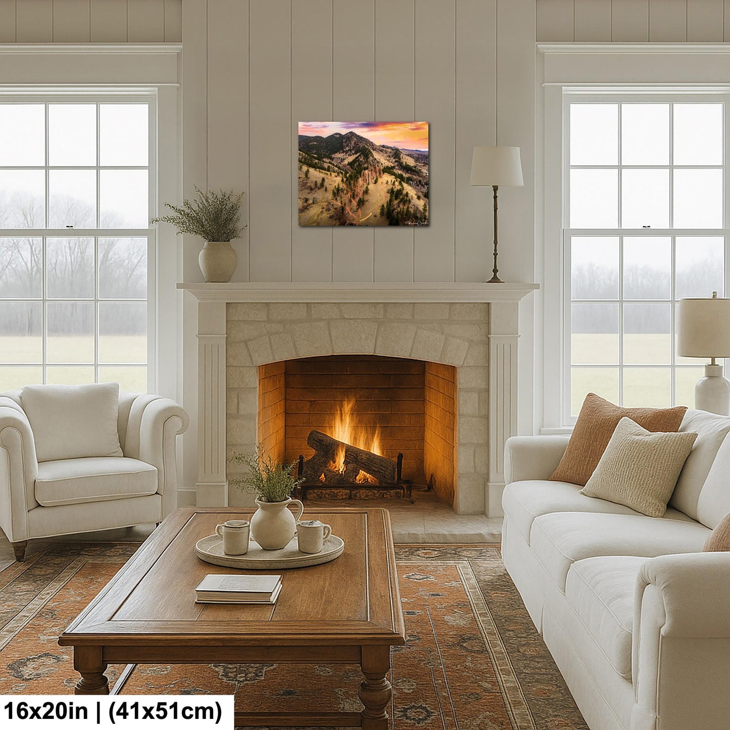 Boulder Sunrise Canvas - Mountain Wall Art | Ready to Hang Vivid Color Print