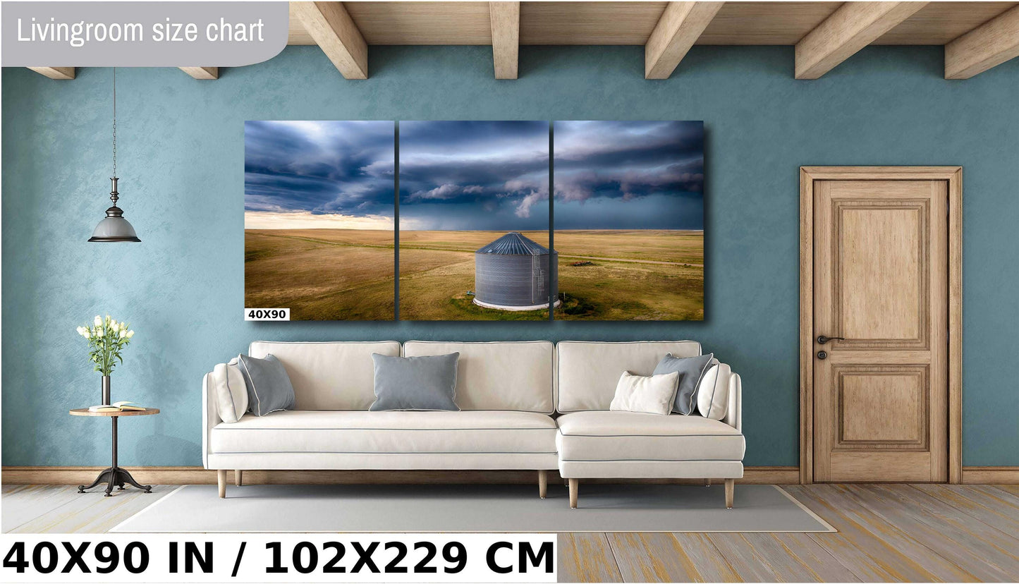 Storm Over Farm Print - Dramatic Landscape Art | Moody Sky Photography Canvas