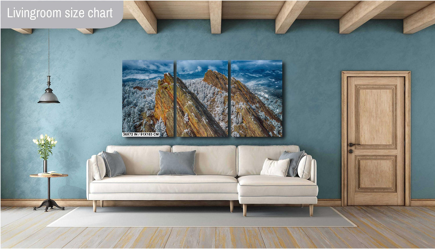 Flatirons Winter Wall Art - Colorado Mountain Decor | Ready to Hang Canvas Print