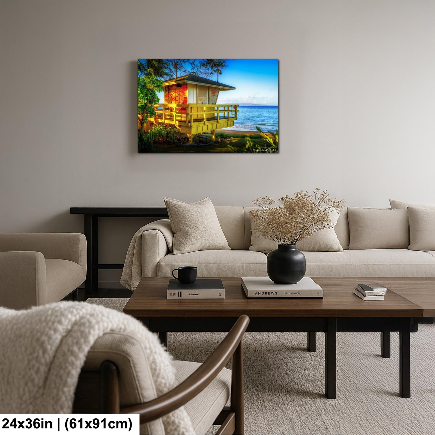 Maui Lifeguard Post Wall Art - Tropical Coastal Print | Ready to Hang Canvas