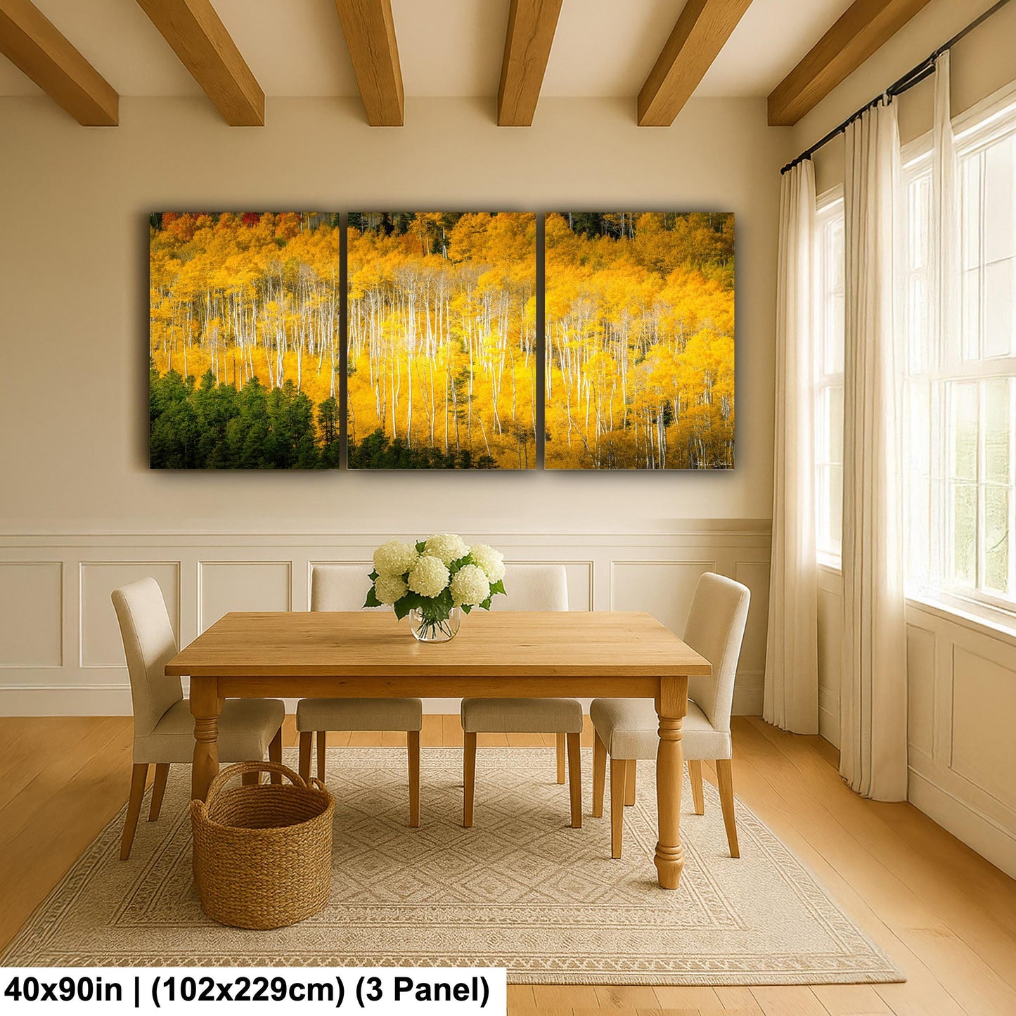 Colorado Aspen Tree Print - Rustic Autumn Mountain Wall Art with Yellow Aspen Leaves