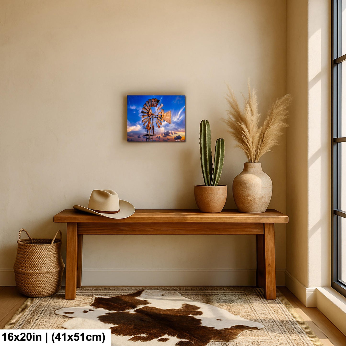 Rustic Windmill Wall Art, Farm Landscape Photography (Canvas, Metal or Print)