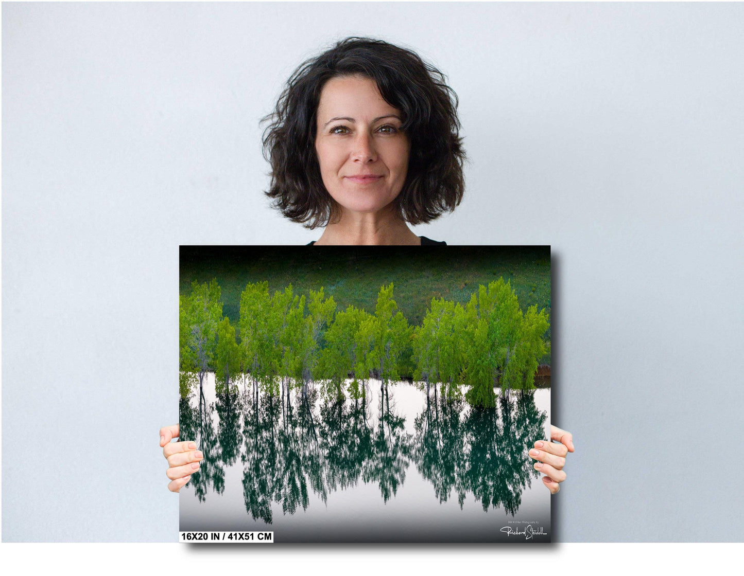 Lake Photo Wall Art – Serene Trees Lake Photograph With Tranquil Water Reflection