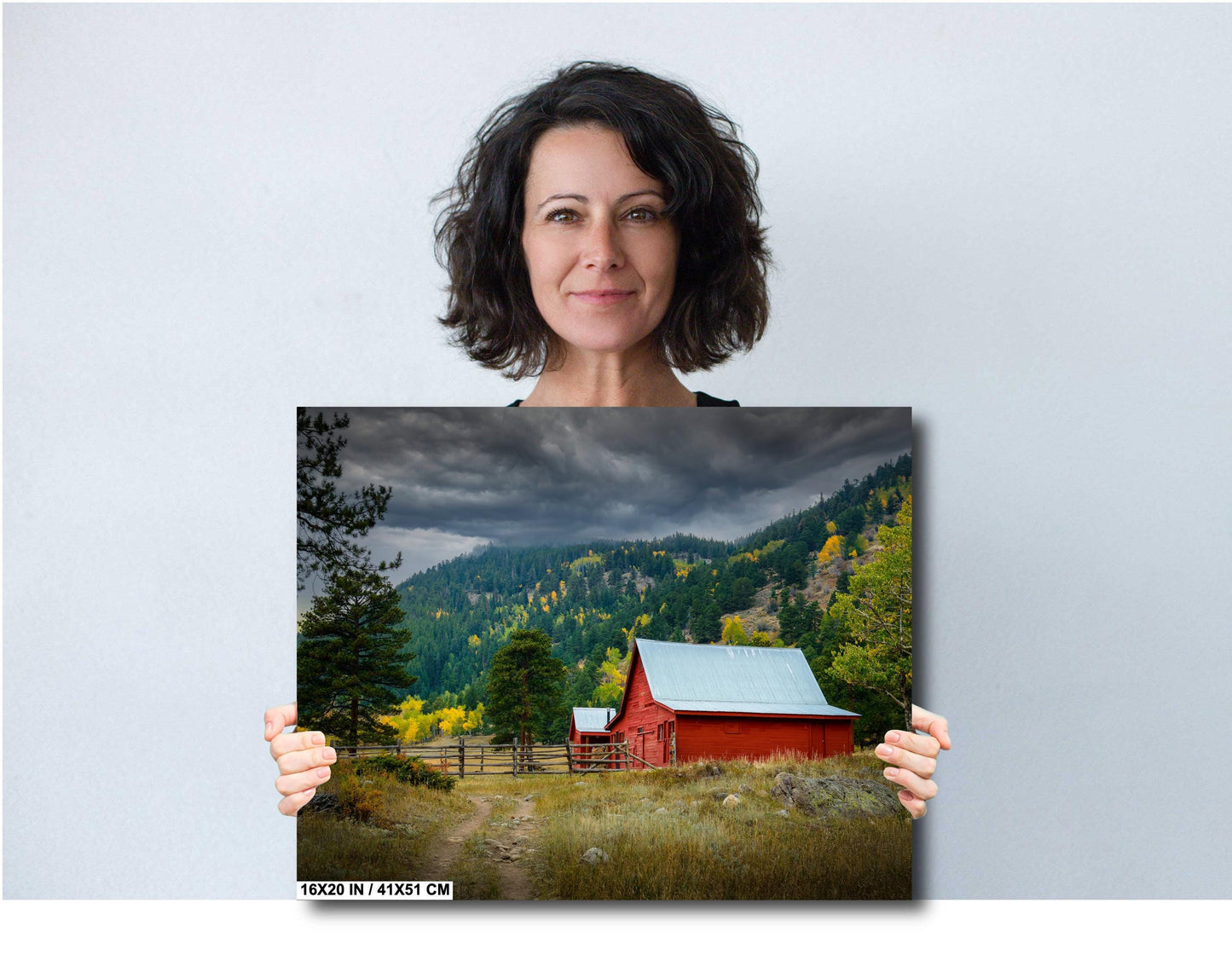Old Red Barn Print - Rustic Wall Art | Large Canvas Barn Print | Farmhouse Decor