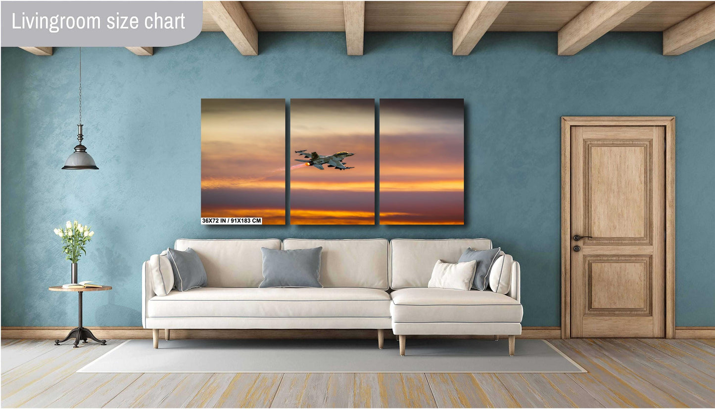 F-16 Wall Art - Fighter Jet Decor | Military Aircraft Art | Unique Home Artwork