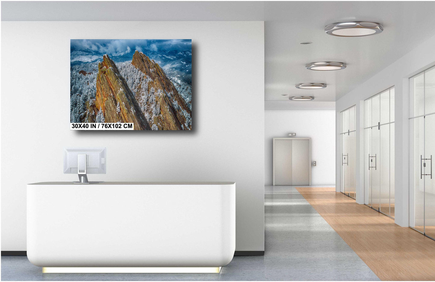 Flatirons Winter Wall Art - Colorado Mountain Decor | Ready to Hang Canvas Print