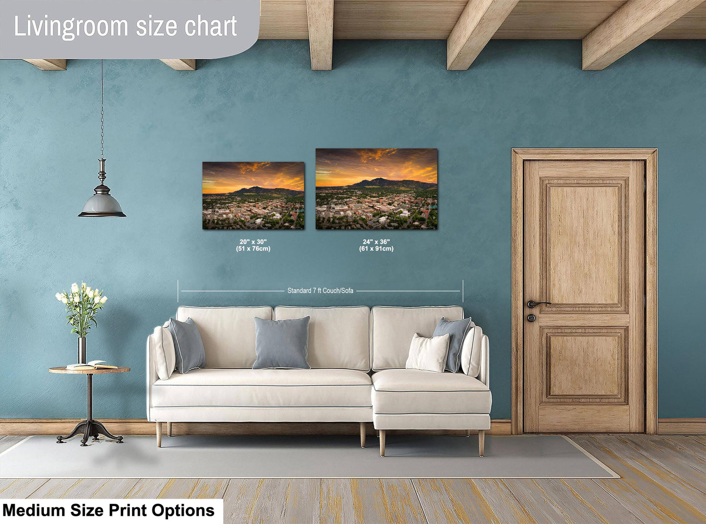 Boulder Wall Art – Modern Cityscape Print | Sunset Colors Decor Canvas