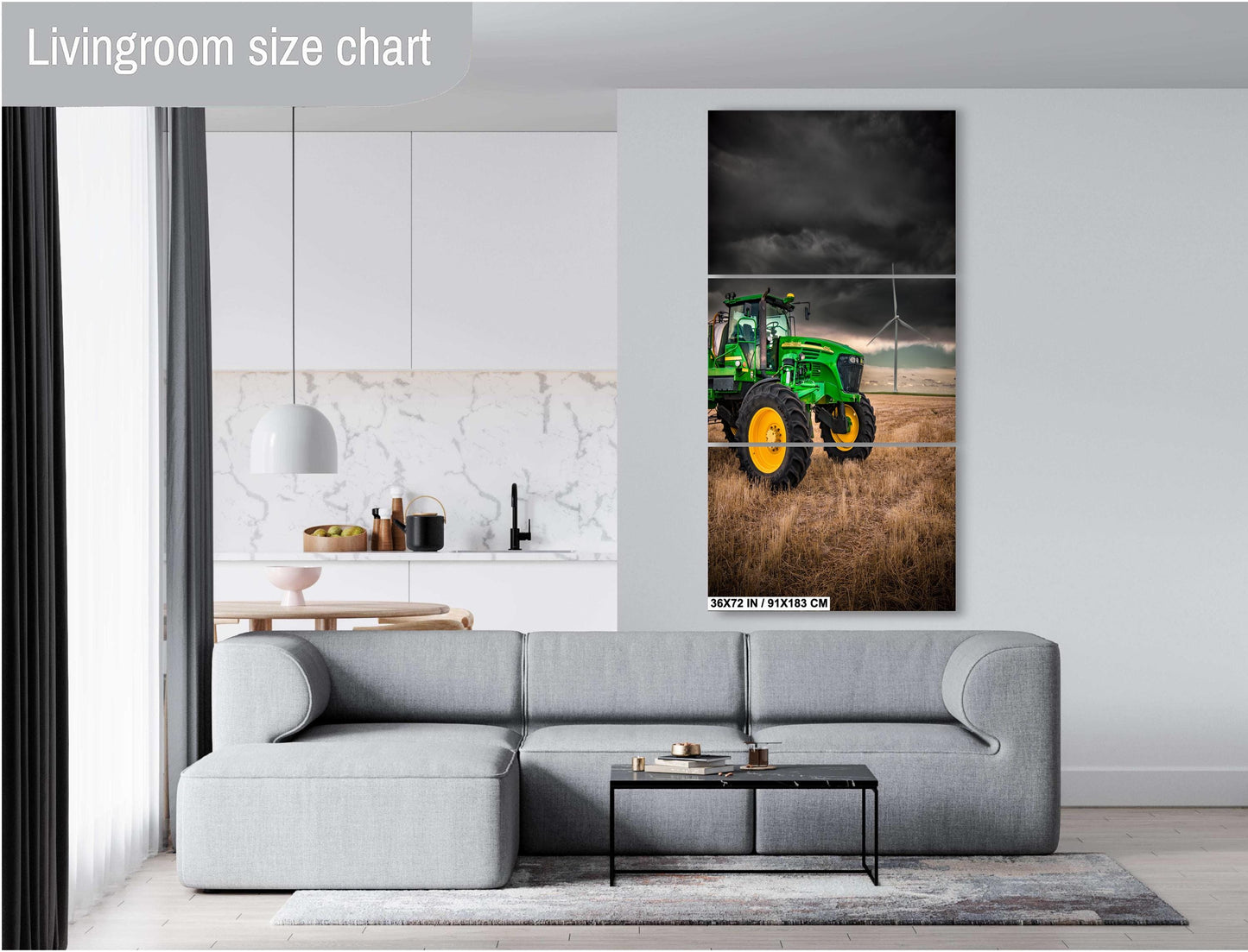 John Deere Tractor Wall Art – Dramatic Farm Landscape Photography Print | Rustic Country Decor