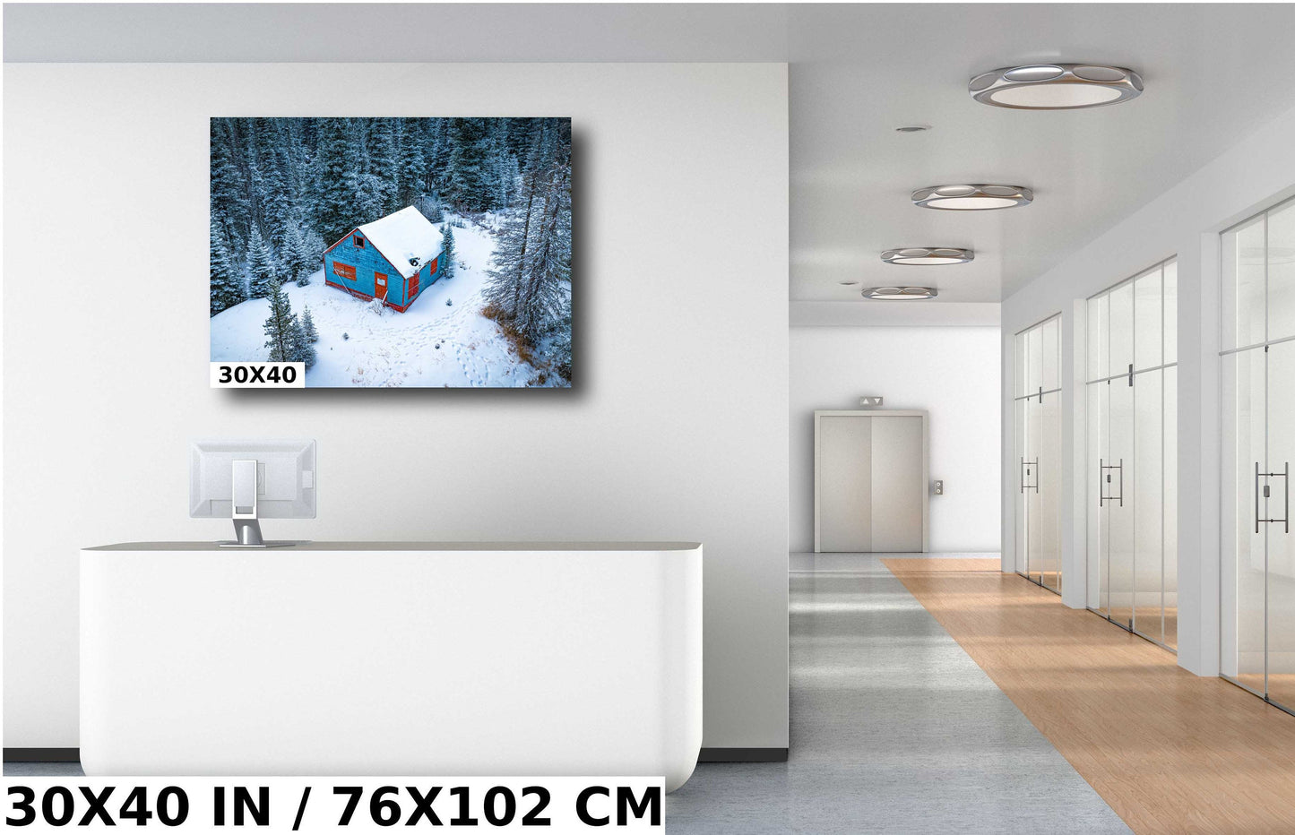 Winter Cabin Wall Art - Cozy Rustic Lodge Decor With Snowy Mountain Scene