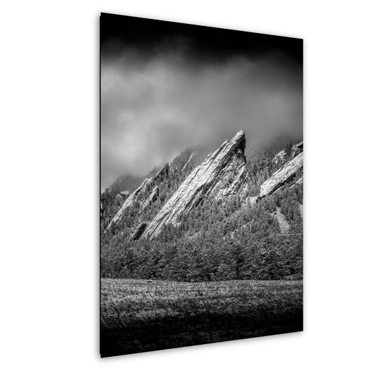 Boulder Flatirons Wall Art – Black and White Canvas | Metal & Acrylic Prints