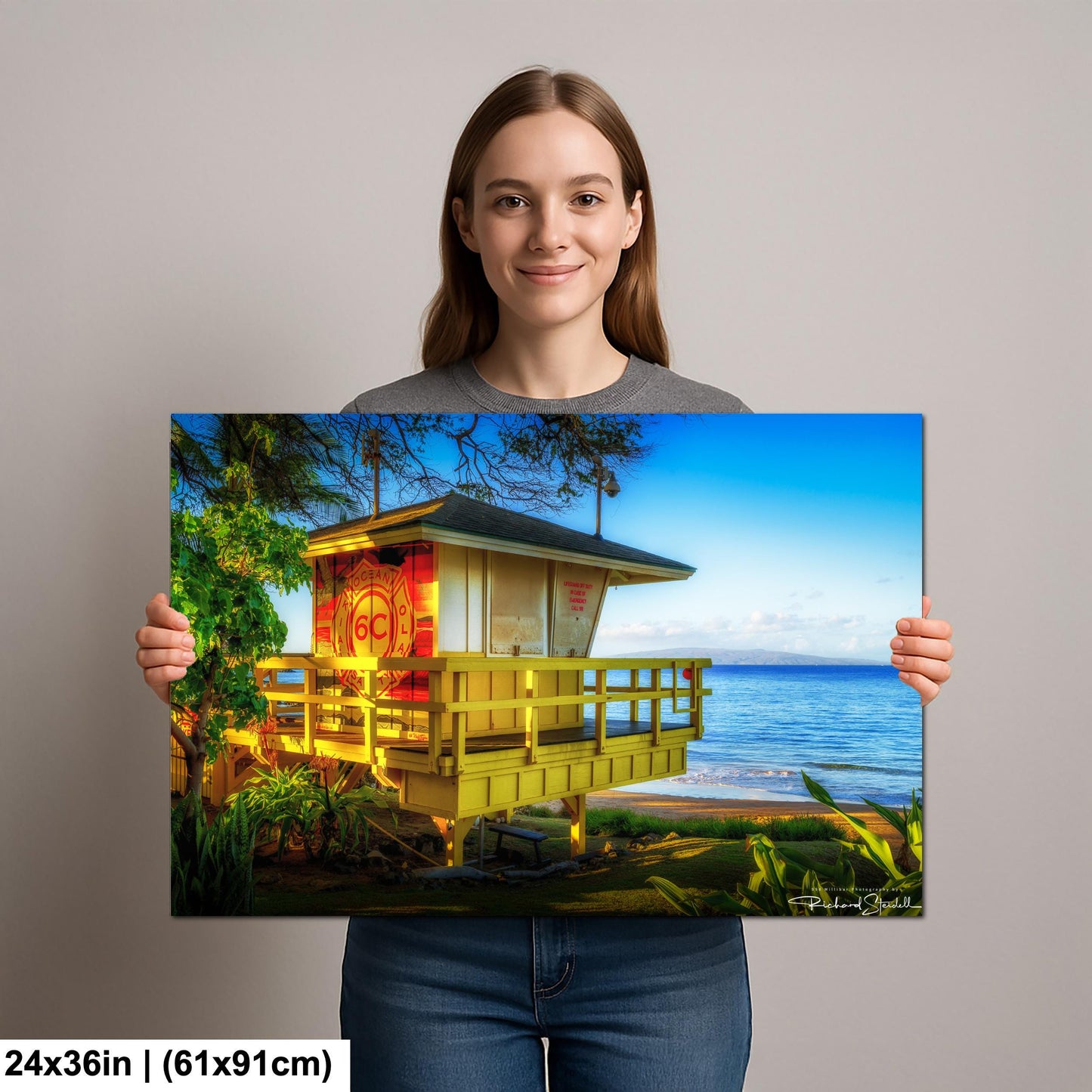 Maui Lifeguard Post Wall Art - Tropical Coastal Print | Ready to Hang Canvas