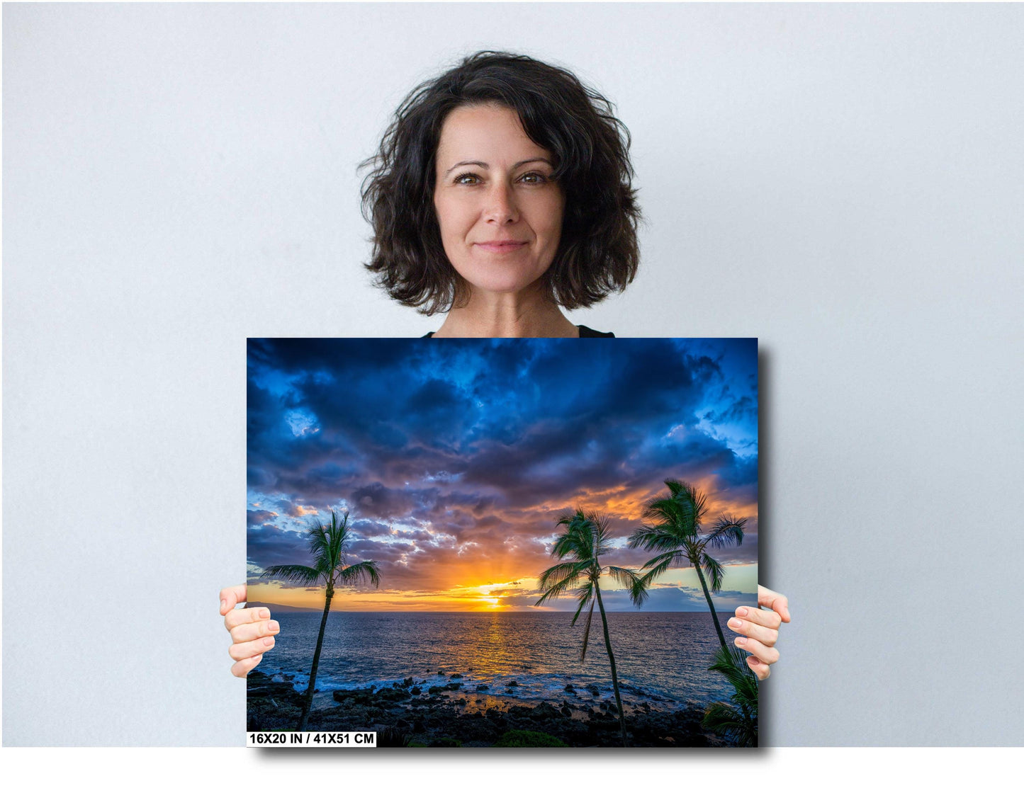 Maui Sunset Photo Print – Hawaii Wall Art | Tropical Palm Canvas Decor
