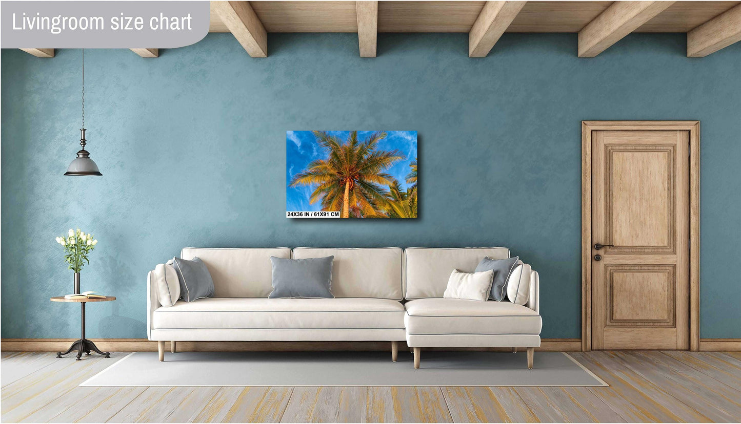 Palm Tree Wall Art - Tropical Canvas Print & Metal Wall Decor for Beach House
