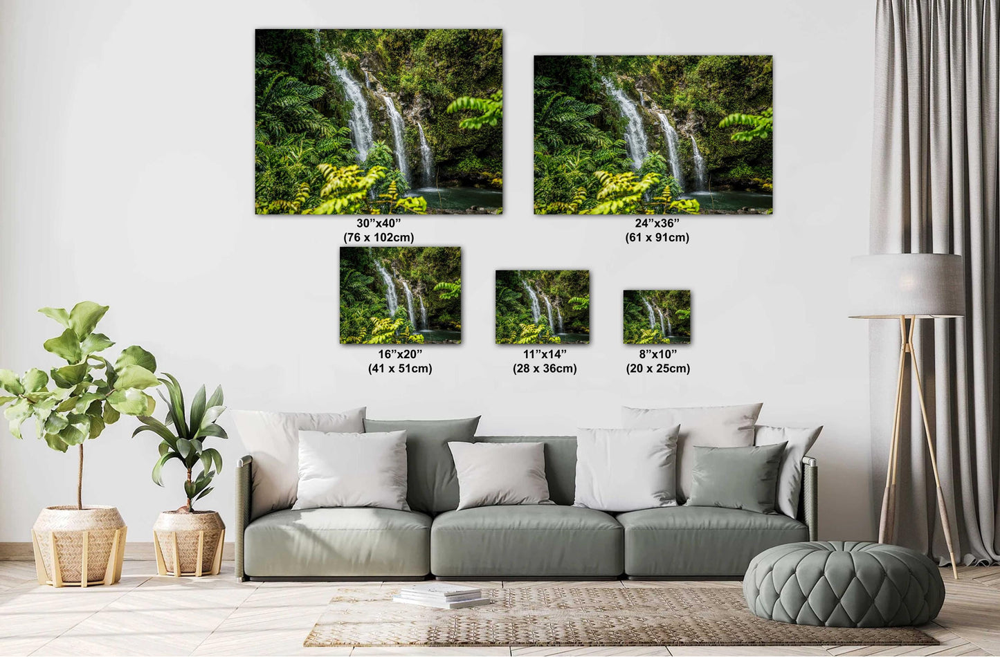 Maui Waterfall Wall Art – Hawaiian Tropical Print | Ready To Hang Canvas, Acrylic