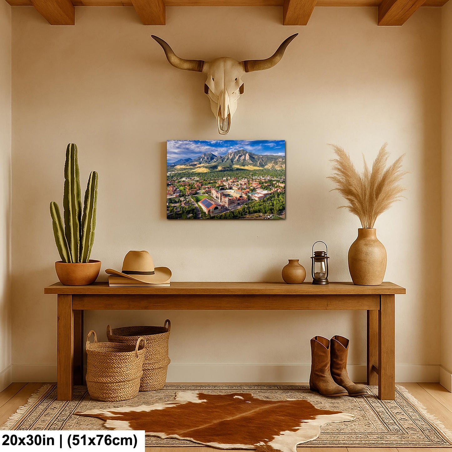 CU Boulder Wall Art – Folsom Field Print | Flatirons Landscape Art Canvas