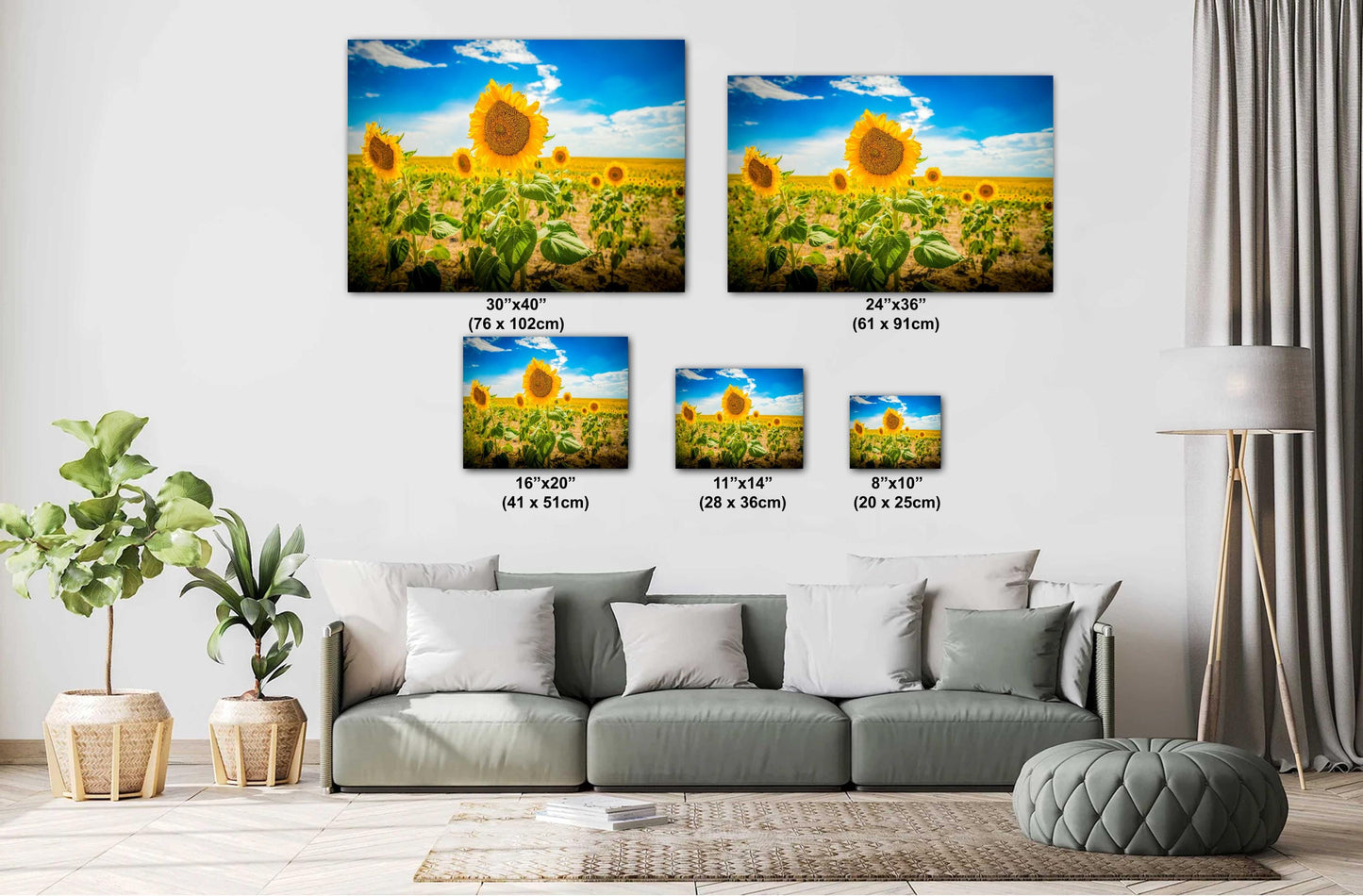 Sunflower Field Print - Vibrant Yellow Sunflower Canvas | Rustic Farmhouse Wall Art