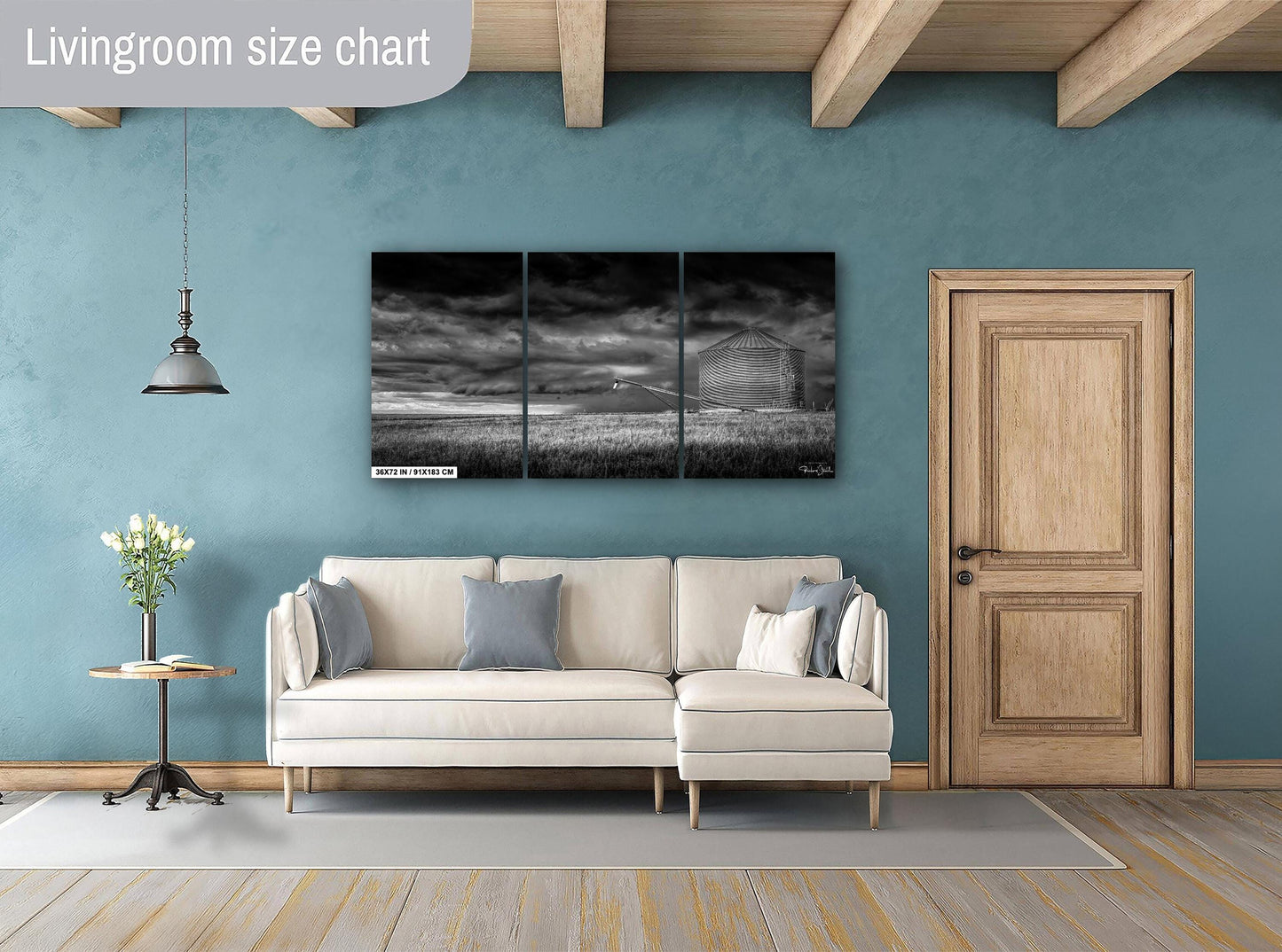 Farm Silo Wall Art – Rustic Country Decor with Dramatic Sky Artwork Print