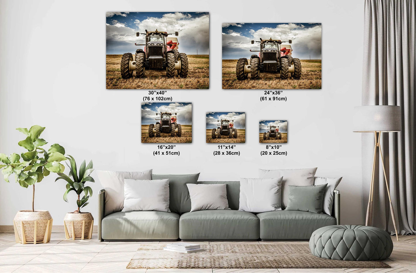 Rustic Tractor Wall Art - Farm Equipment Print | Country Landscape Decor Canvas