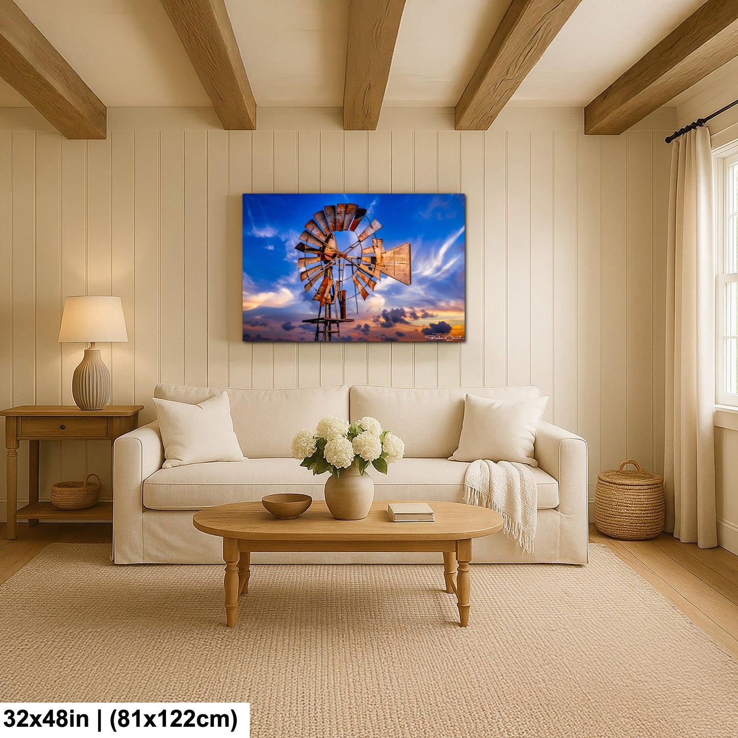 Rustic Windmill Wall Art, Farm Landscape Photography (Canvas, Metal or Print)