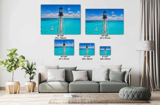 Alligator Reef Lighthouse Wall Art - Coastal Canvas Print | Nautical Home Decor