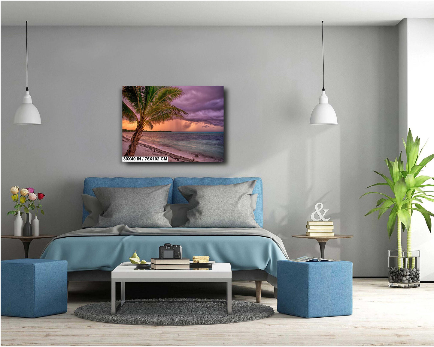 Tulum Tropical Wall Art – Vibrant Beach Scene Canvas & Aluminum Metal Print