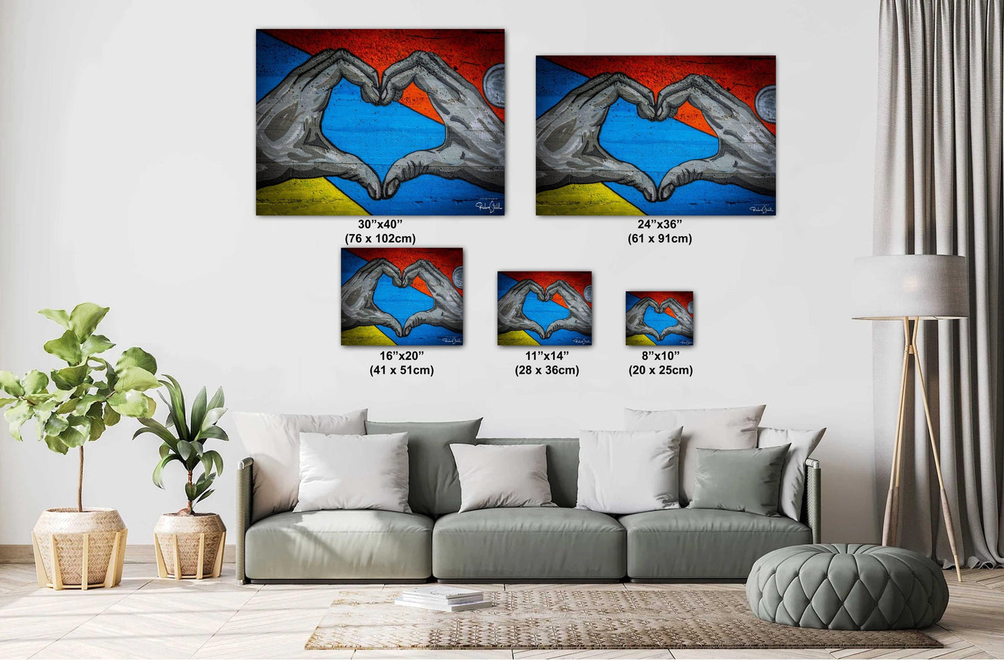 Heart Hands Street Art - Bold Urban Graffiti Print | Colorful Mural Photo Decor
