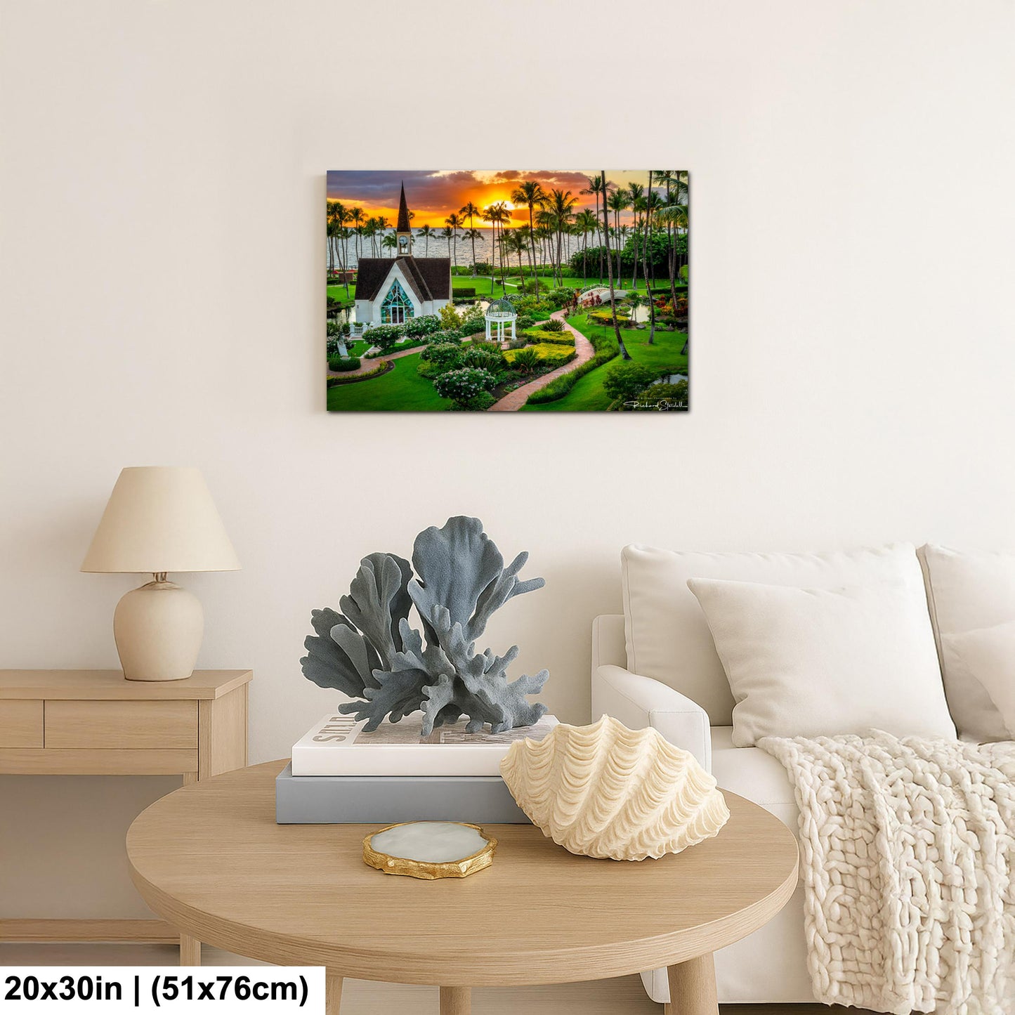 Wailea Chapel Maui Print - Tropical Sunset Art | Ready to Hang Canvas
