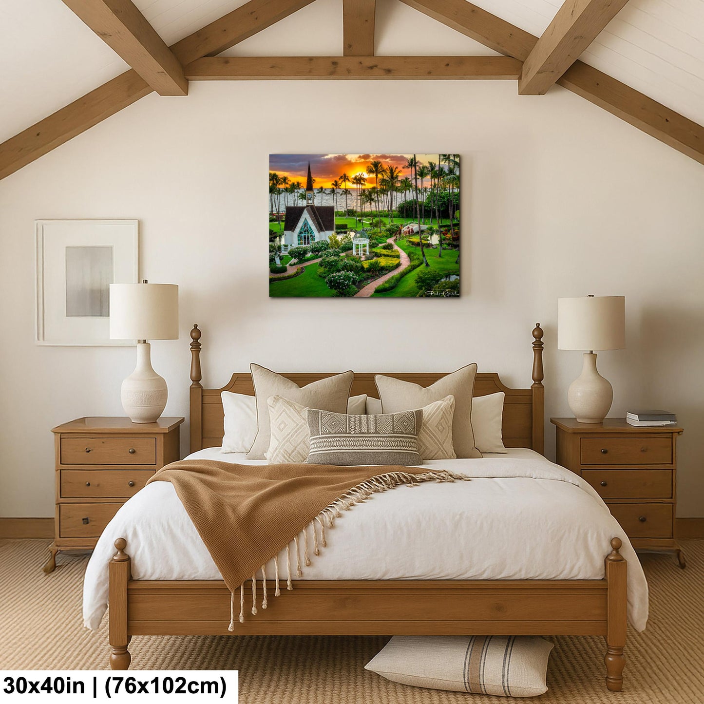 Wailea Chapel Maui Print - Tropical Sunset Art | Ready to Hang Canvas