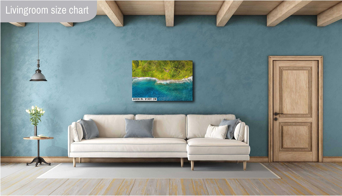 Road to Hana Wall Art – Maui Coastal Print | Vibrant Tropical Canvas Decor