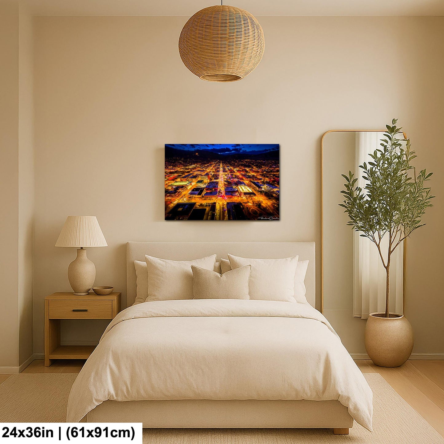 Boulder Night Aerial Photo, Downtown Pearl Street (Canvas or Metal)