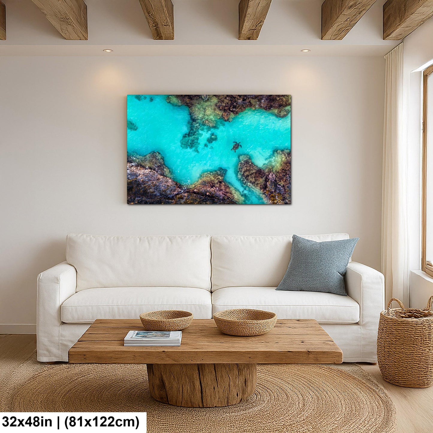 Sea Turtle Wall Art – Maui Reef Scene | Tropical Coastal Decor, Ready To Hang Art